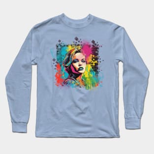 Retro Pop Art Cyberpunk Girl Long Sleeve T-Shirt